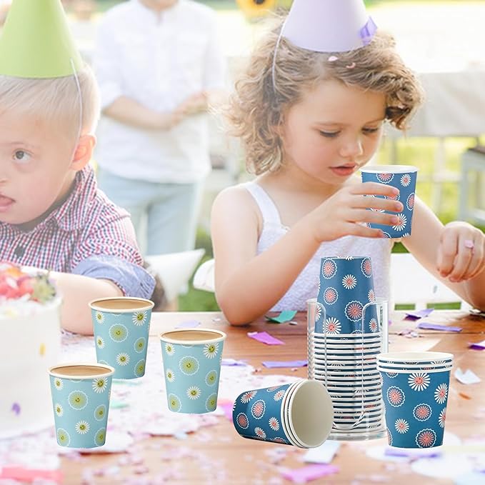 SIUQ [600 Pack 5 oz Paper Cups, Disposable Bathroom Cups, Small Mouthwash Cups, Hot/Cold Beverage Drinking Mini Cup for Party, Picnic, BBQ, Travel (Daisy)