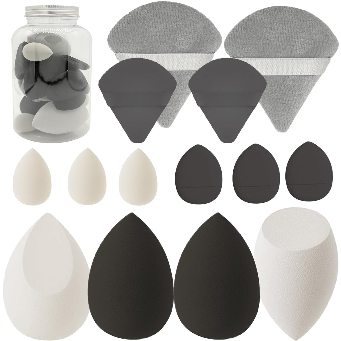 Makeup Sponge Set Blender Sponges 14 Pcs for Liquid Cream, and Powder Latex Free Multi-colored Sponges for Makeup Application with Storage Box Black Gifts