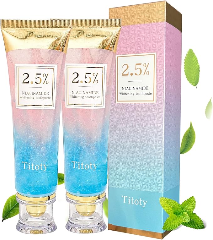 2pcs Niacinamide Whitening Toothpaste, 2.5% Niacinamide Intensive Whitening Toothpaste with Natural Gentle Care Deep Stain Removal Clean Mint Flavor, Improves Gum Health, Fresh Breath (2)