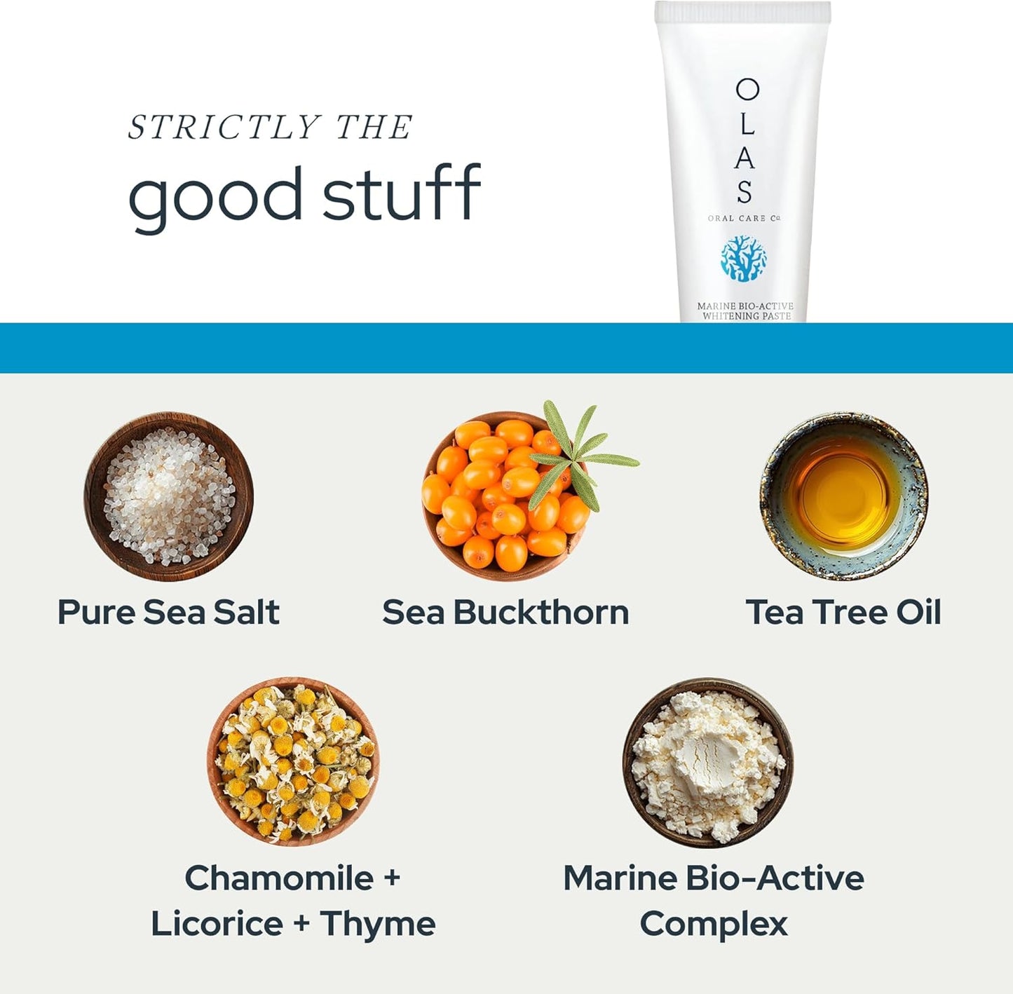 OLAS Marine Bio-Active Toothpaste - Whitening, Fluoride Free Toothpaste - Promote a Healthy Oral Microbiome & Natural Fresh Breath - SLS Free & Dentist Formulated Xylitol Toothpaste (3.5oz)