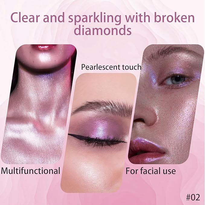 Light Pink Gold Glitter Cream Shimmer Eyeshadow Sticks, Multichrome Matte Eye Shadow Stick, Waterproof and Long-Lasting Smooth Cream Eye Highlighter Stick Makeup for Women, 6 Star Sparkling Pink