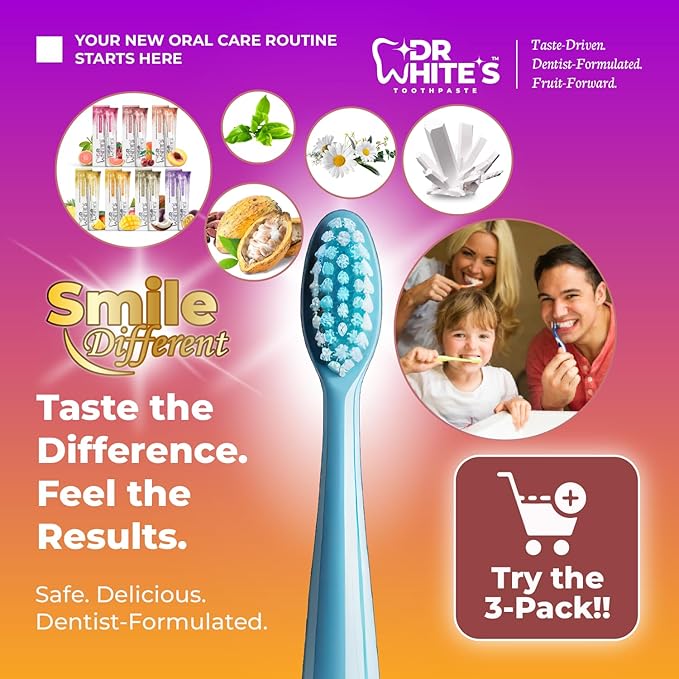 Dr. White’s Fluoride-Free nHA Toothpaste 3-Pack; Dentist-Formulated, Nano Hydroxyapatite + Xylitol, Sensitivity Relief Complex™, Mint-Free, Enamel Safe, Swallow-Safe (3.5 Oz, Cherry Bloom)