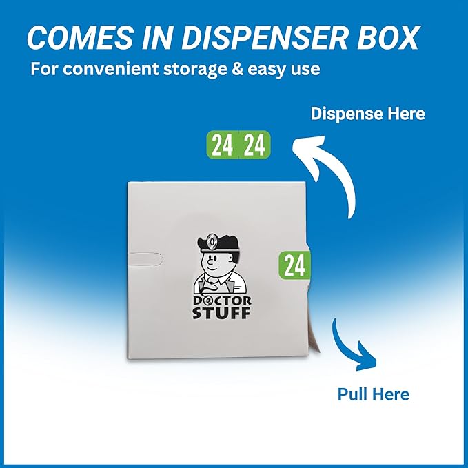 MINI 2024 Year Stickers, Doctor Stuff 2024 Chart Stickers, Light Green Color Coded, Tab 1287 Style, USA Made Year Labels for End Tab File Folders, 500/Roll, 1 Roll, 1/2" x 1-1/8"