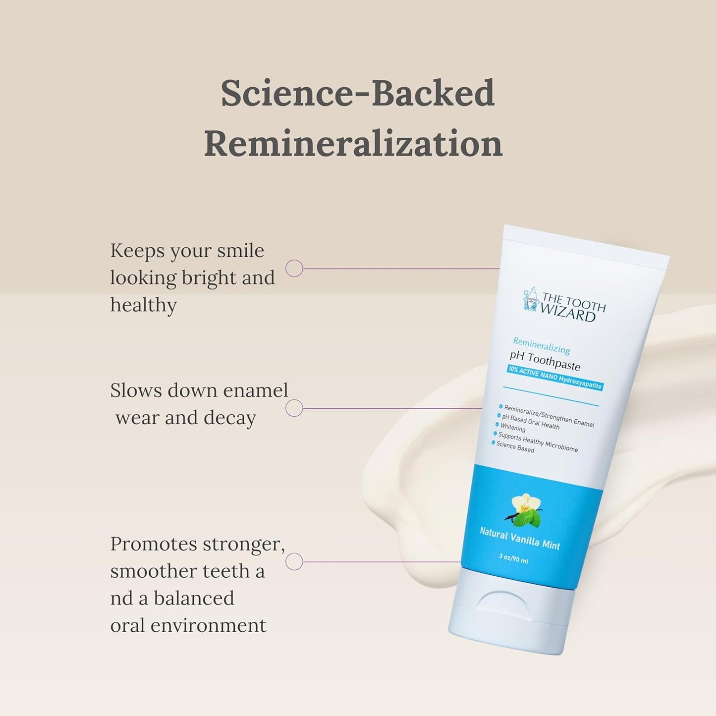 pH Balancing Toothpaste | Natural Vanilla Mint Flavor | Fluoride-Free | SLS-Free | Gentle Whitening | Supports Healthy Oral Microbiome | 3 oz