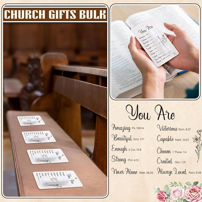 25 Pack Christian Religious Gifts Bulk Bible Verse Lip Balms 5 Flavor for Women Men Christian Religious Church Party Favors with Scripture Inspirational Gifts for Coworkers Staff (Classic)