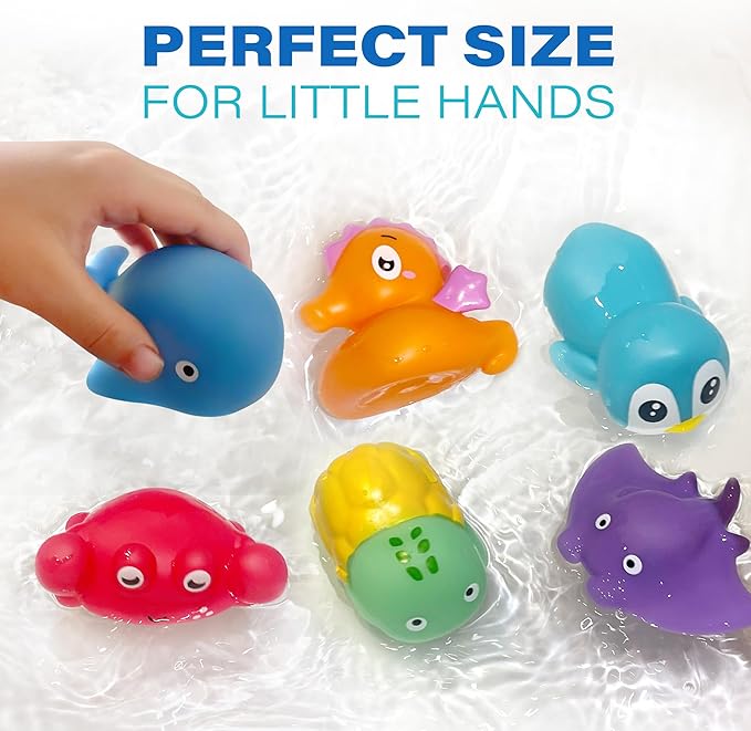 BenBen Bath Toy, 6PCS Color Changing Bath Toys for Kids Ages 1-3, No Holes Baby Bath Toys for Toddlers 2-4, Ocean Sea Animal Bathtub Toys