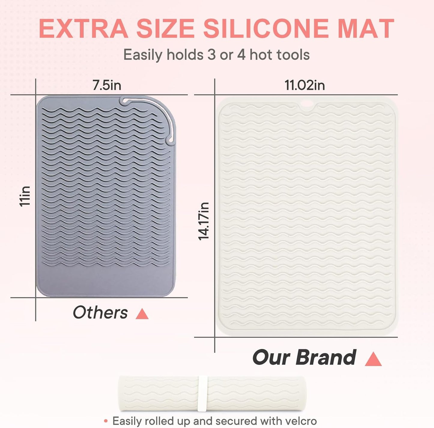 Oversize Silicone Heat Resistant Mat, Portable Travel Mat Cover for Curling Irons, Flat Irons, Hair Straightener and Hot Hair Styling Tools(14.2" x 11")
