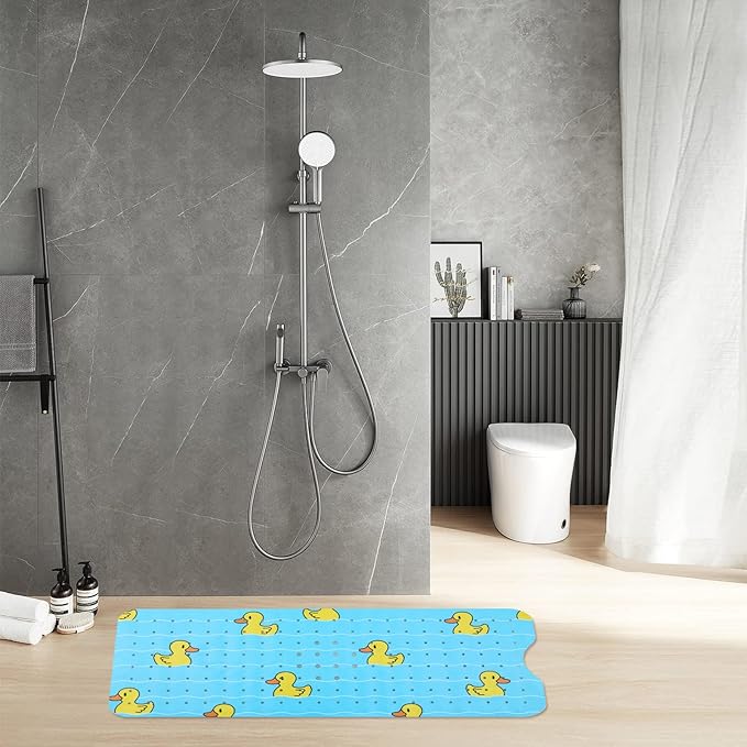 Bathtub Mat Non Slip Shower Mat for Kids Adults & Elderly 40X16 Inch Extra Long Anti Slip Bath Mats for tub Mat with Suction Cups and Drain Holes,Duck