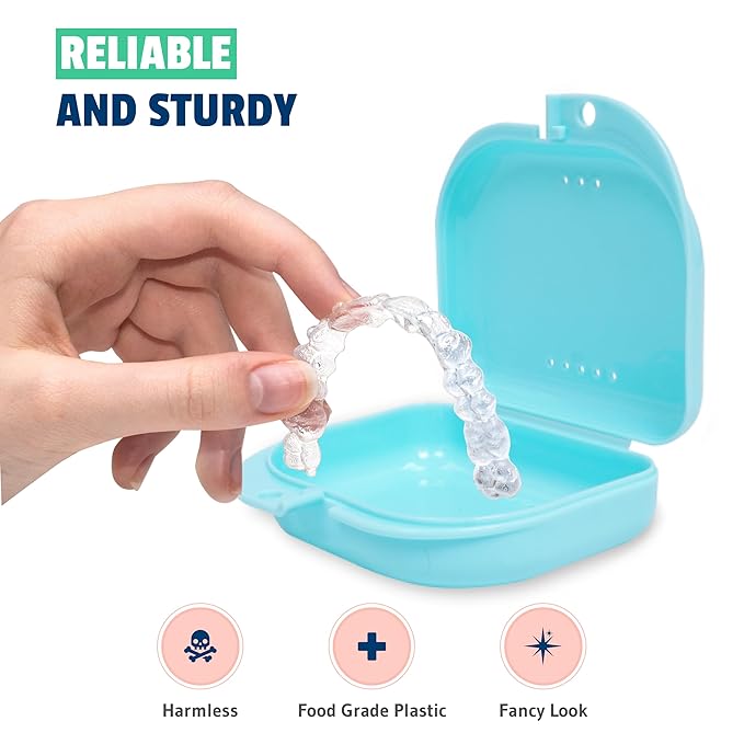 Orthodontic Retainer Case - Pack of 6 Assortment-Odorless Mouth Guard Case-Retainer Holder,Ventilated, Durable & Hygienic Night Guard Case for Carrying & Protecting Braces, Partial Dentures & Aligners