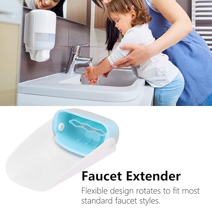 Faucet Extender Sink Water Spout Flat Faucet Cover Extender Hand Washing Supplies Faucet Extension Attachment for Children Toddlers Kids(Blue)