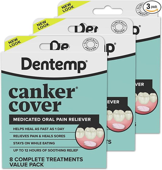 Dentemp Canker Cover - Canker Sore Medicine Pain Reliever - Canker Sore Treatment to Relieve Canker Pain, Mouth Sores & Mouth Irritation - Fast Acting Canker Sore Relief Tablets for Adults (24 Count)