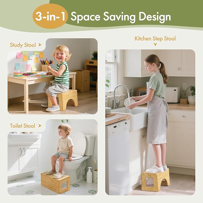 AmazerBath Toilet Stool for Toddler Potty Training, Non-Slip Baby & Kids Potty Step Stool for Bathroom Sink, Kitchen Counter, Bedroom, Closet, 7"