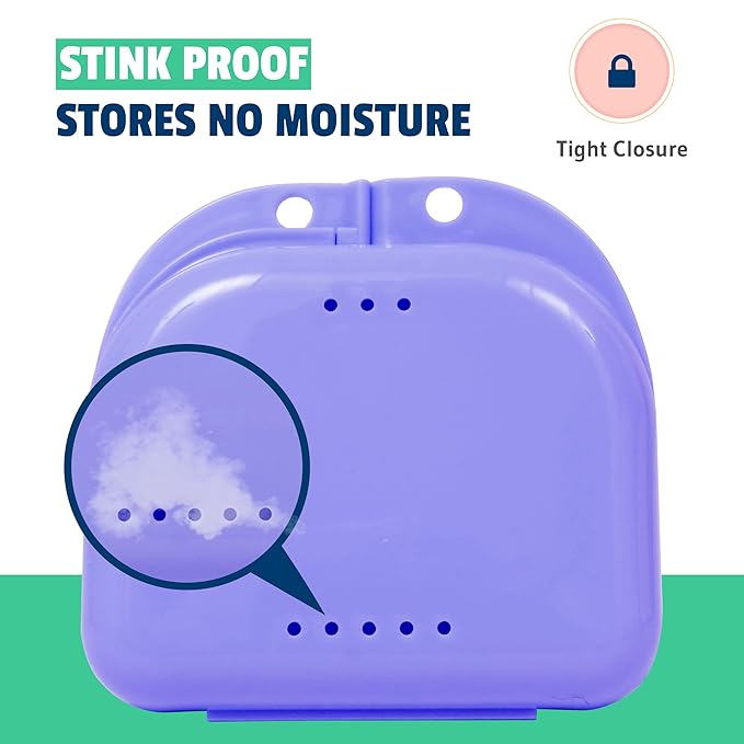Orthodontic Retainer Case - Pack of 6 Assortment-Odorless Mouth Guard Case-Retainer Holder,Ventilated, Durable & Hygienic Night Guard Case for Carrying & Protecting Braces, Partial Dentures & Aligners