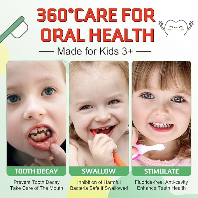 Foam Toothpaste Kids, Kids Foam Toothpaste, Toddler Toothpaste with Low Fluoride for U Shaped Toothbrush, Children Oral Cleaning for Ages 3 Plus (3PCS, Watermelon+Strawberry+Blueberry)