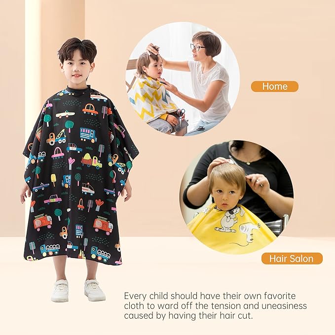 PERFEHAIR Kids Hair Cutting Cape, Cute Cars Pattern, Barber Haircut Cape Cover for Children, Baby, Toddler, Boys Salon Hair Cut Capes