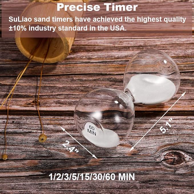 SuLiao Sand Timer 15 Minute Hourglass: 5.1 Inch White Sand Clock, Large Sand Watch 15 Min, Hour Glass Sandglass for Kids, Games, Classroom, Home, Desk, Office Decoration