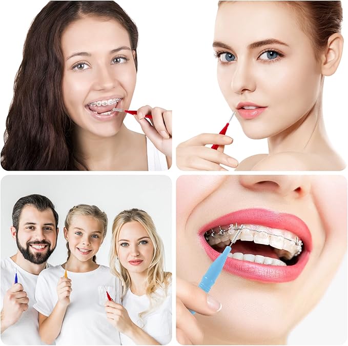 Annhua 50 Pcs Interdental Brushes Floss Braces Brush for Cleaner Interdental Brushes Between Teeth, Dental Brush Picks Flosser Tooth Cleaning Tool Mixed Sizes