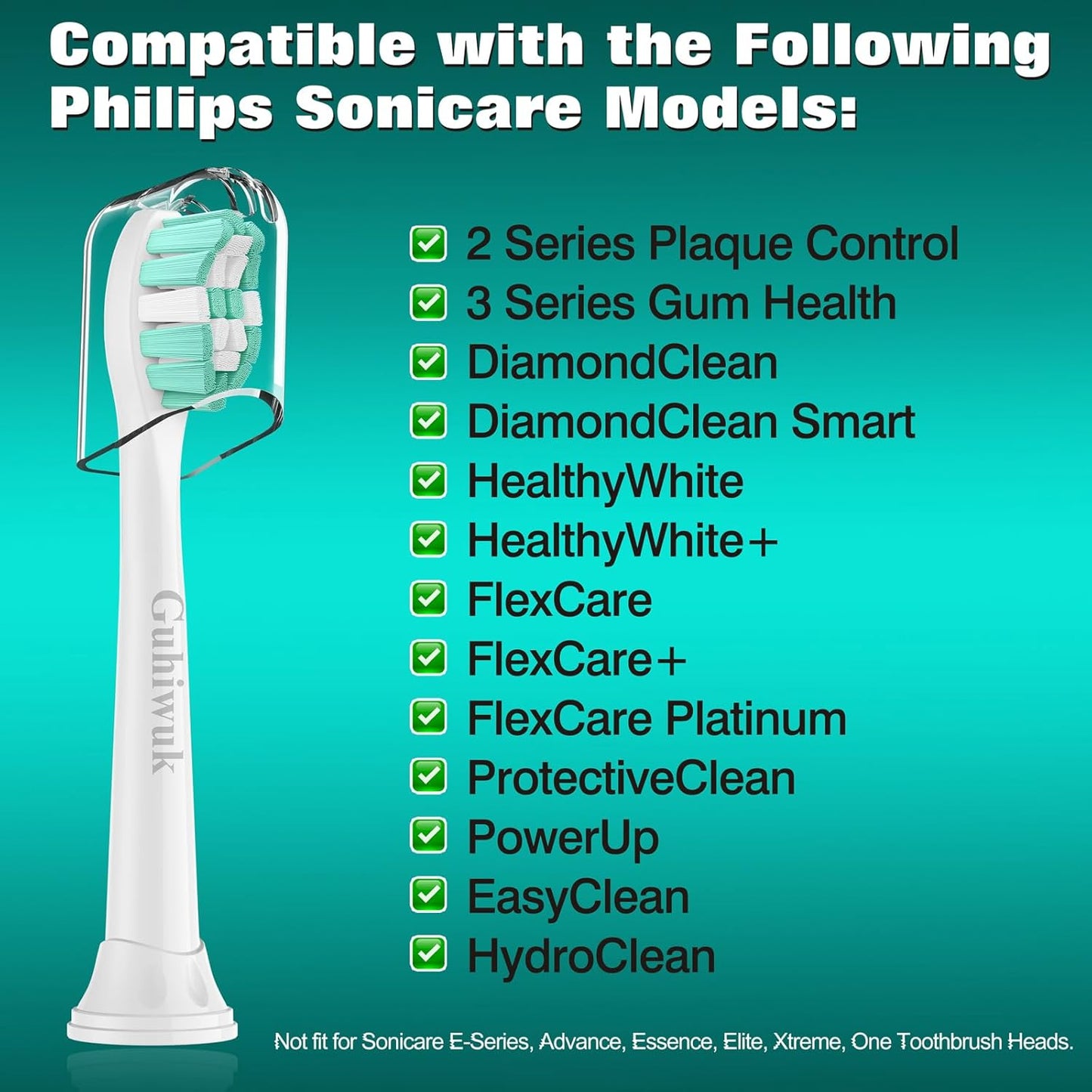 Toothbrush Heads for Philips Sonicare Replacement Heads, C2 Brush Head Compatible with Phillips Sonicare Click-on 4100 5100 6100 Electric Toothbrush, 4 Pack, White