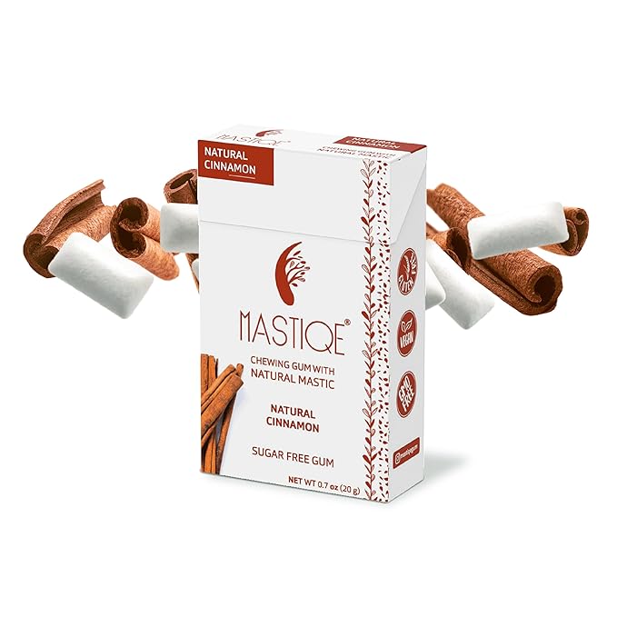 Mastiqe Sugar Free Hard Chewing Gum with Natural Mastic (Cinnamon, 20 Count)