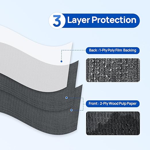 JMU 125 Pack Dental Bibs, Black Dental Bibs Disposable 2-Ply Paper 1-Ply Film, 13" x 18" Tattoo Bibs