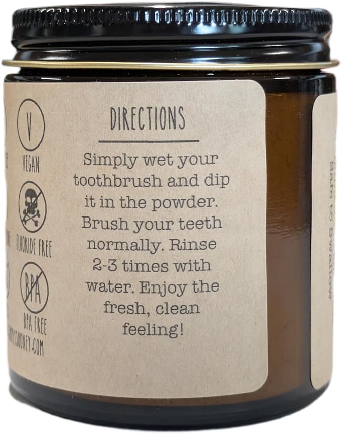 Simply Sooney Glass Jar Vegan Fluoride Free Remineralizing Tooth Powder Kid Safe Orange I Organic Ingredients