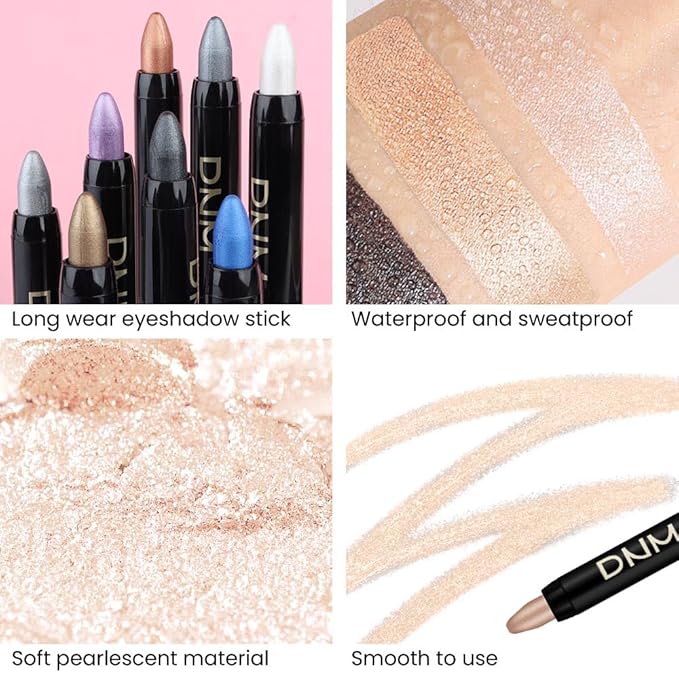 evpct 2Pcs Cream Eyeshadow Sticks Set for Eyes Pearl White & Mocha Beige Shimmer Eye Crayon Shadow Brightener Stick Pencil Pen Bulk sombras en crema para ojos 01+14
