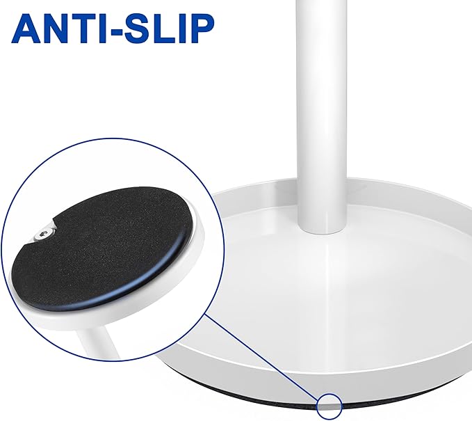 Metal Toothbrush Holder Stand for Bathroom: Stainless Steel Ventilated Organizer with Slots for Electric Toothbrushes, Toothpaste, Razors & Small Comb, Unique Footprint Base Design, White