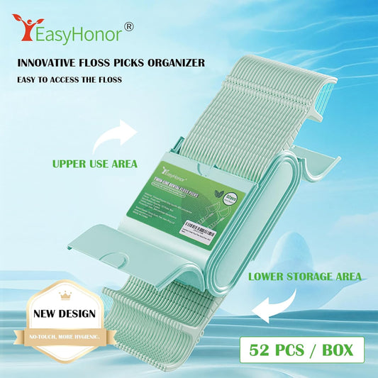 EasyHonor Dental Floss Picks,Twin-Line Mint Flavor Dental Flossers, Dual Action Flossing System, Easy Carry and Pick, 156 Count Floss Sticks in 3 Portable case.(Green, Mint)