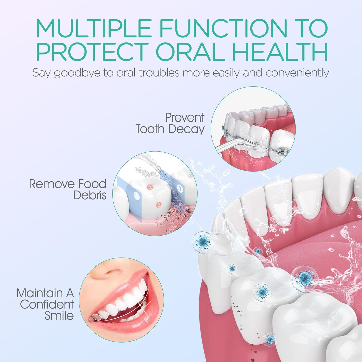 VOYOR-HEALTH Portable Water Flosser Cordless, Mini Travel Oral Irrigator with Telescopic Water Tank, IPX7 Waterproof Water Dental Flosser for Teeth Cleaning Braces & Dental Care WF510 (Light Green)
