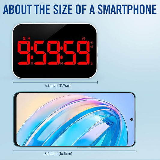 KMMKGGKitchen Timer（1.5" Number） Large Digital Magnetic Timer, Rechargeabilit, Countdown and Countup, 3 Brightness Display, 3 Volume Levels and Vibration Mode, for Cook, Adults Study Teaching(RED)