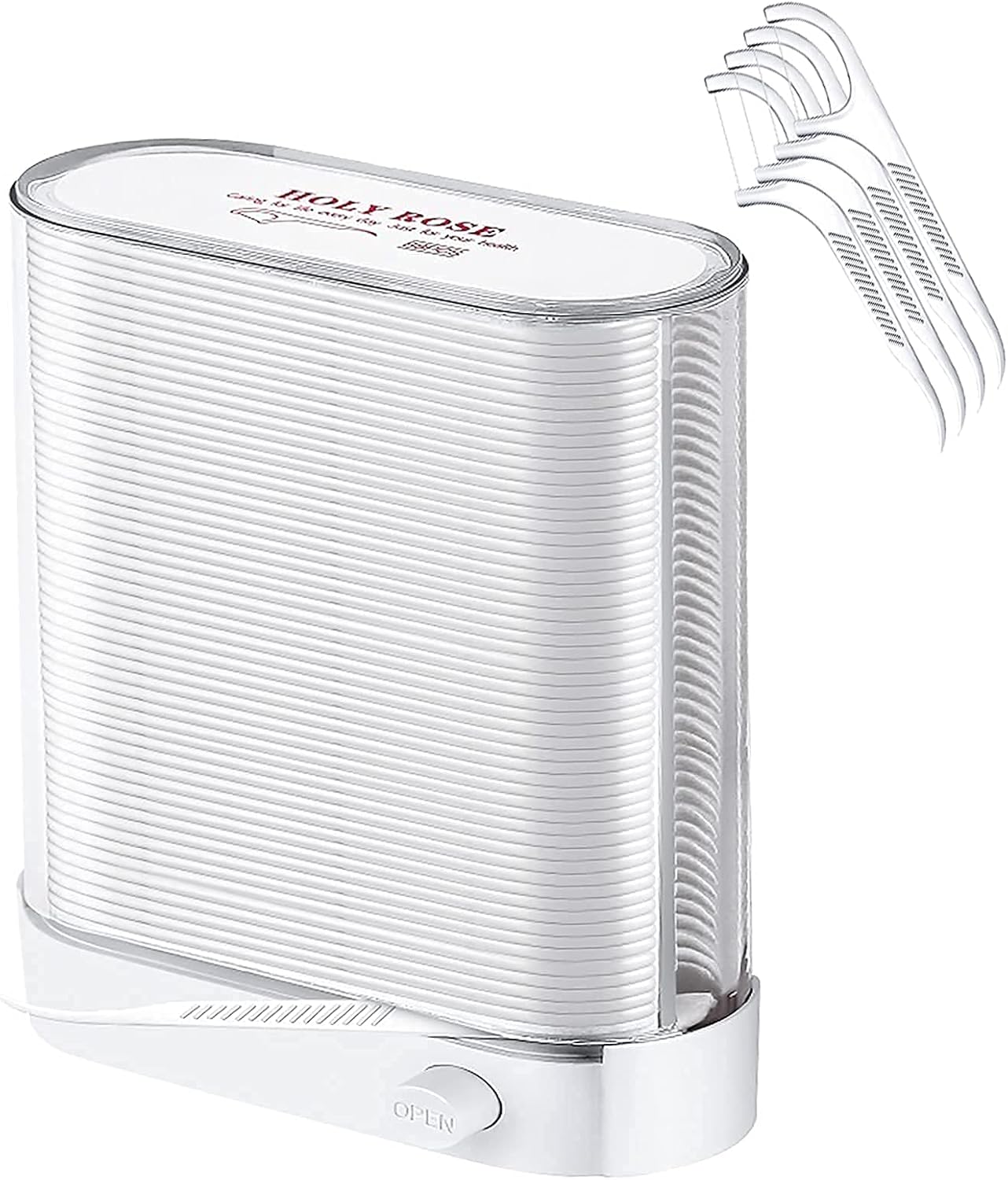 Holy Rose Dental Floss Picks Dispenser,Adults for Clean Teeth Floss Sticks Toothpick,Automatic Pop-Up Organiser Case with Flossers 88 Count,Flosser Holder Container is Perfect Tool for Tooth Care.