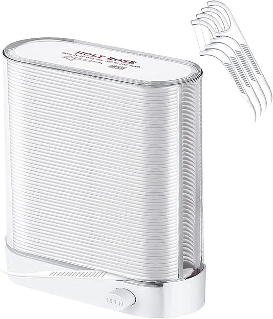Holy Rose Dental Floss Picks Dispenser,Adults for Clean Teeth Floss Sticks Toothpick,Automatic Pop-Up Organiser Case with Flossers 88 Count,Flosser Holder Container is Perfect Tool for Tooth Care.