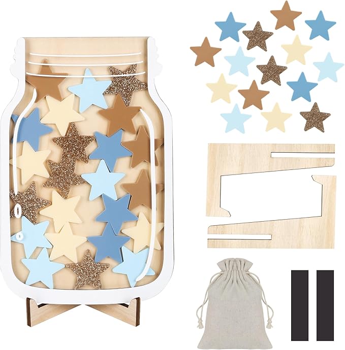 Reward Jar for Kids – Magnetic Wooden Behavior Chart and Incentive Jar with 25 Tokens, Stickers, Stand & Magnet – Positive Reinforcement Tool for Home, Toddlers or Classroom