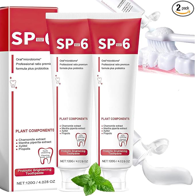 2Pcs Sp-6 Ultra Whitening, Sp-6 Probiotic Whitening Toothpaste, Deep Cleaning Care Toothpaste 120g