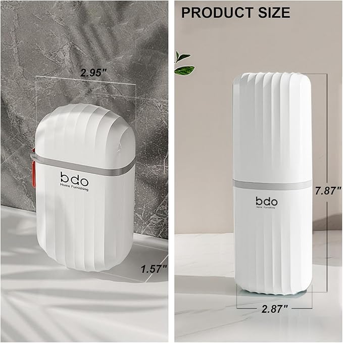 2Pcs Toothbrush Travel Case & Travel Soap Holder Dish Tray, Portable White Toothbrush Holders with Cover Leakproof Bar Soap Holder for Traveling School Camping Business Trip Bathroom