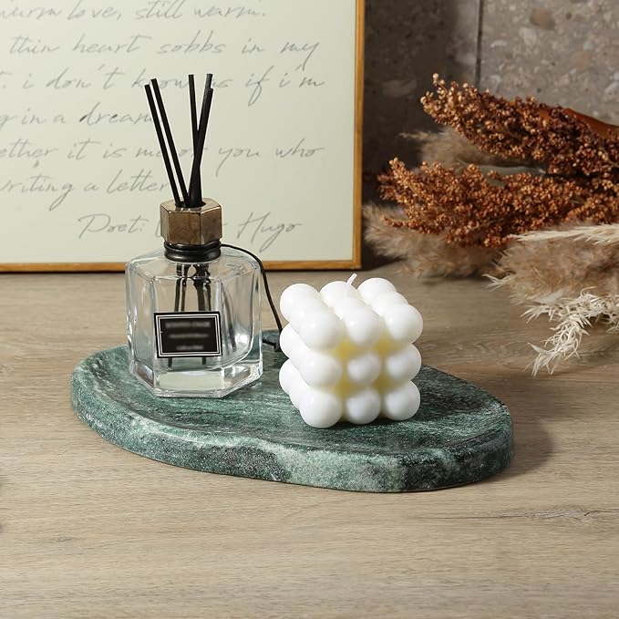 Koville Green Marble Cloud Shape Vanity Tray, Serving Stone Key Tray for Home Decor, 10" x 7" Luxurious Natural Marble Storage Trays for Bathroom, Stone Plate Holder for Perfume, Candle and Jewelry