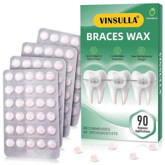 Orthodontic Wax for Braces Wax Individual Hygienic Packaging Dental Wax Dots (90PCS, Strawberry)