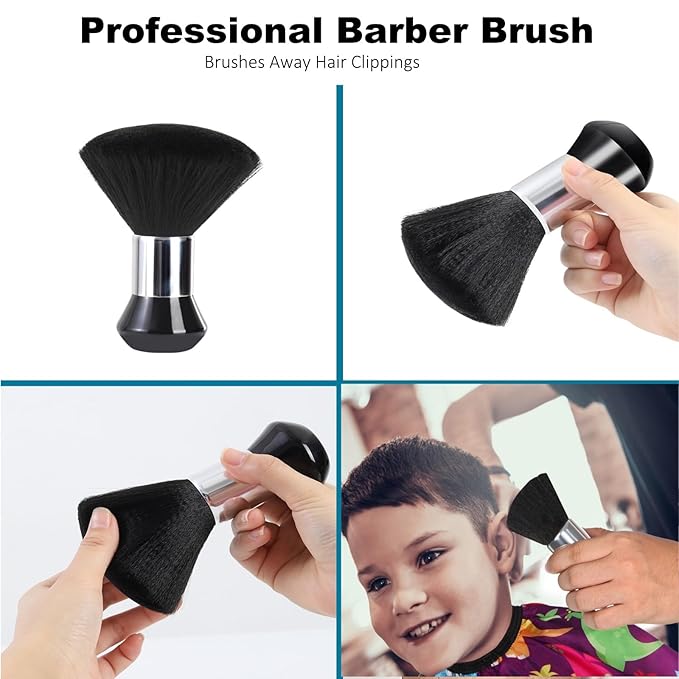 Kids Barber Cape with Neck Duster Brush, Professional Salon Hair Cutting Cape with Adjustable Snap Closure(Snowmen)