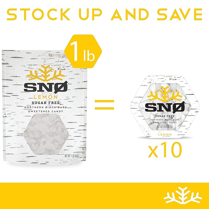 Lemon KETO Xylitol Candy Chips - SNØ 1.5oz Tin - Sugar-Free Candy With Only 2 Ingredients | Low Carbs, Diabetic-Friendly, Non-GMO, Vegan, GF & Kosher | Purest candy in the world!