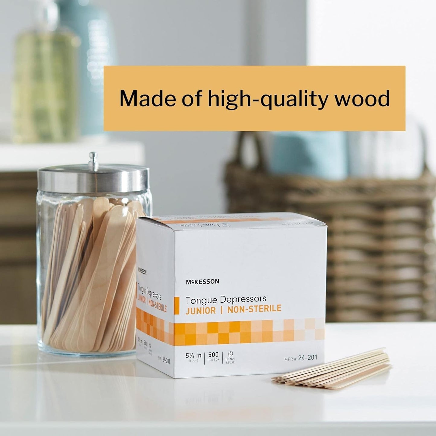 McKesson Tongue Depressors Adult Size, Non-Sterile, Wood, Unflavored, Splinter-Free (500, 5.5")