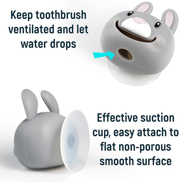 Hoobbe Animal Toothbrush Holder, Kids Suction Toothbrush Holder with Mirror/Glass/Wall Mounted Suction Cup, Bathroom Organizer, Accessories and Decor (Squirrel), for Kids