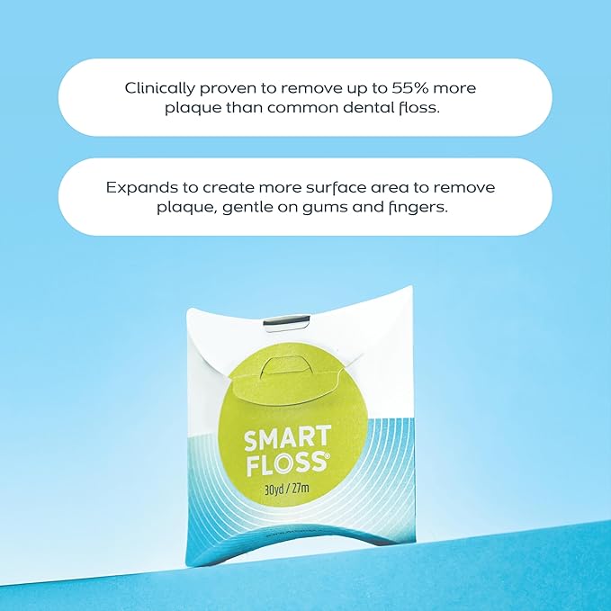 DrTung's Smart Floss - Natural, PTFE & PFAS Free Floss, Gentle on Gums, Expands & Stretches, BPA Free Floss - Natural Dental Floss Cardamom Flavor (Pack of 3)