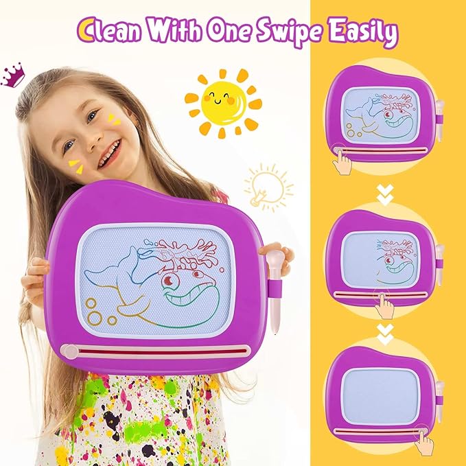 Smasiagon Toddler Toys Age 1-2 Year Old Boys Girls, Magnetic Drawing Doodle Board Valentines Day Gifts for Kids Educational Learning Toys for 1 2 3 Year Old Boys Girls Birthday Gifts (Purple)