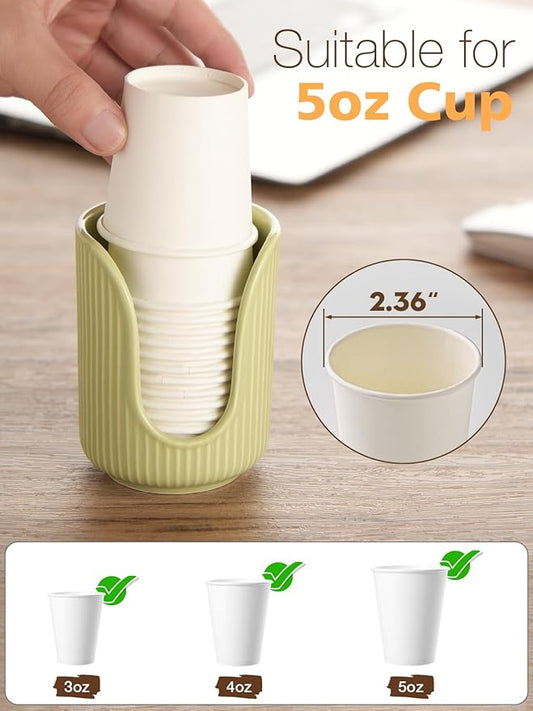 Bathroom Cup Dispenser, 3oz-4oz Ceramic Paper Cup Holder, Small Countertop Mouthwash Dixie Cups Accessories, for Vanity Countertops, Bathroom, Kitchen, and Dining Room