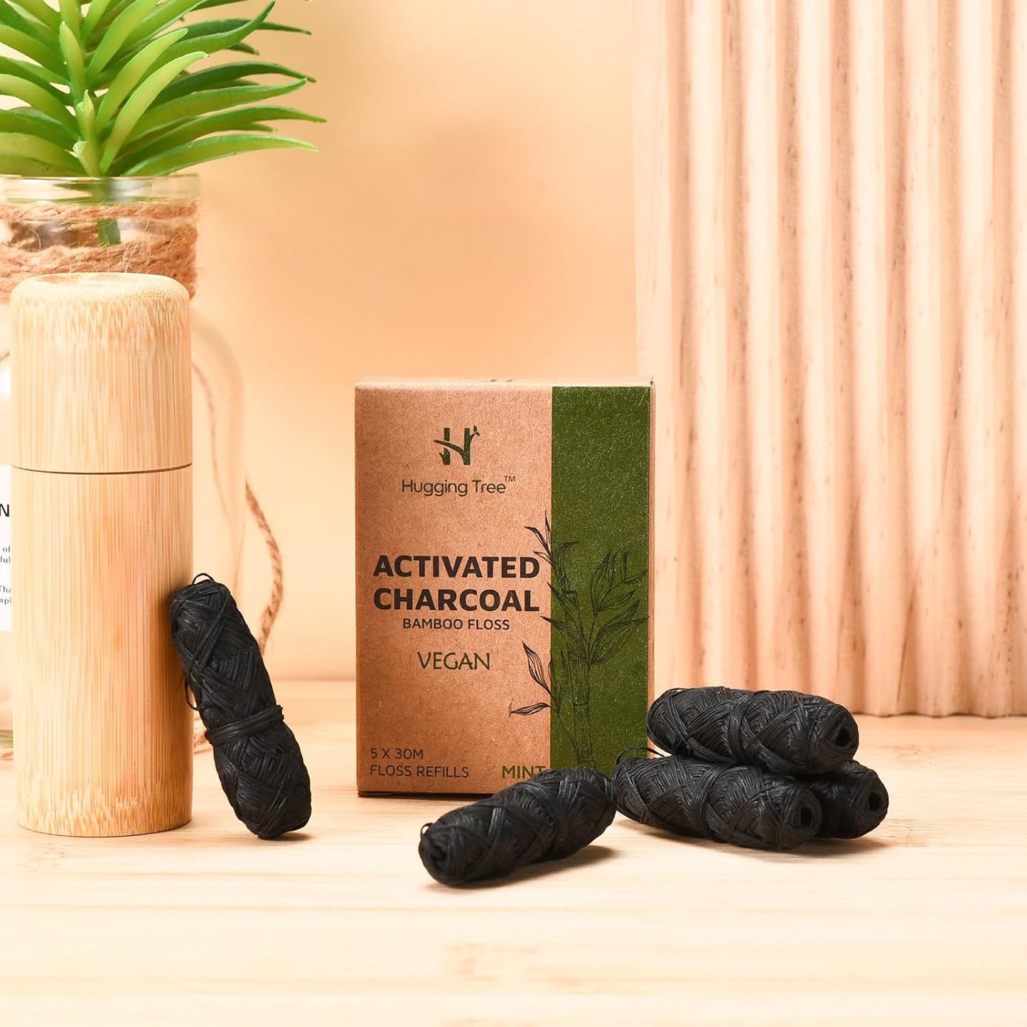 Charcoal Dental Floss Refills | PFAS Free Dental Floss | Mint (5 Pack, 33 Yards Each)
