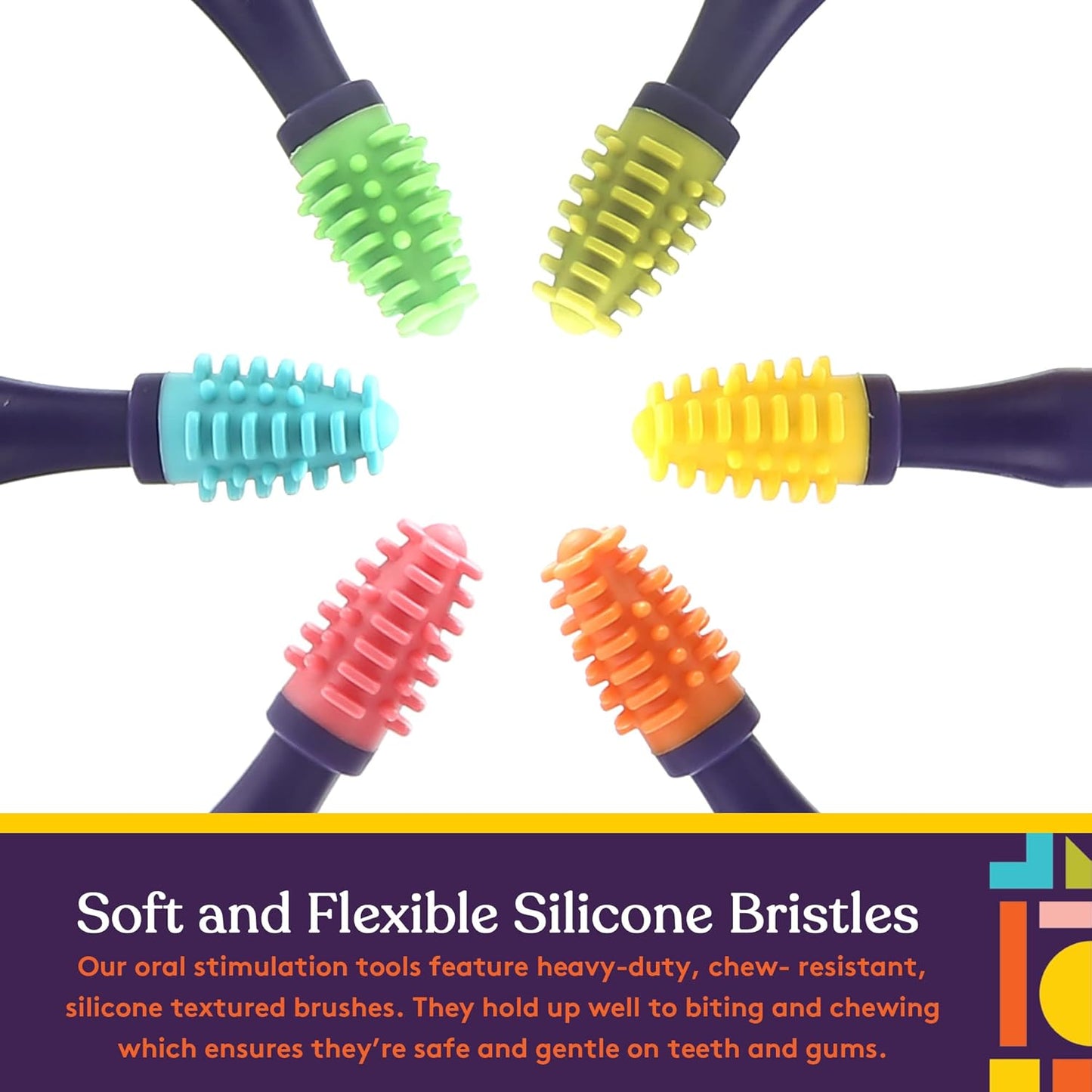 Special Supplies Sensory Mouth Brushes and Oral Stimulation Tools for Kids and Adults, Wake Up Mouth for Desensitization, Soft, Flexible, Textured Silicone (6 Pack)