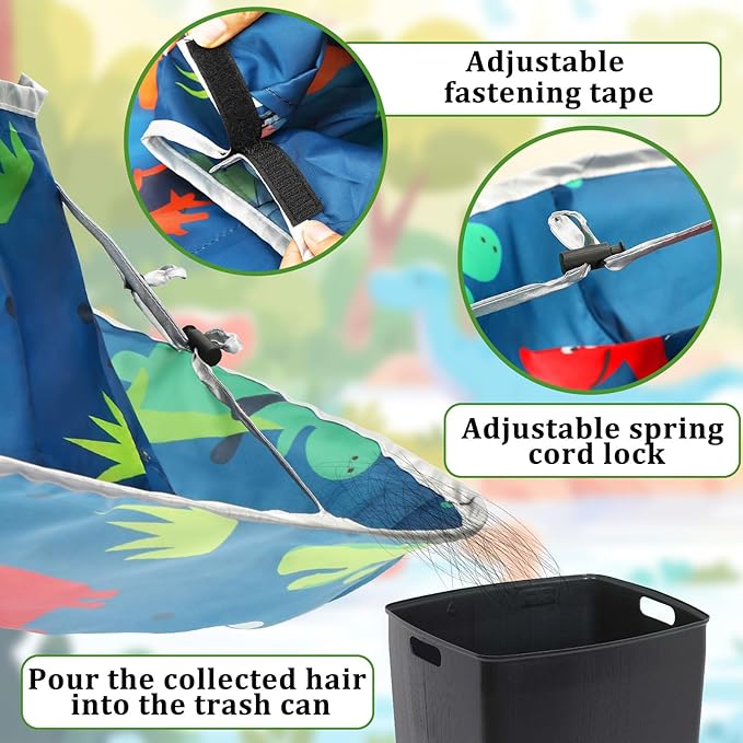 FEBSNOW Kids Hair Cutting Cape, Cartoon Prints Adjustable Haircut Cape Umbrella for Kids Adults Home Salon Barber Supplies