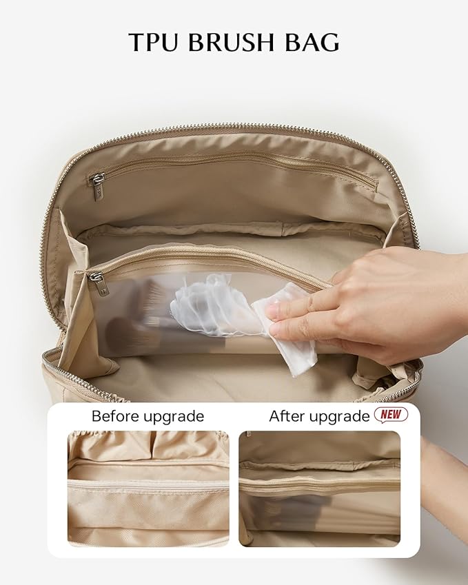 EACHY Travel Makeup Bag,Large Capacity Cosmetic Bags for Women,Waterproof Portable Pouch Open Flat Toiletry Bag Pattern Makeup Bag