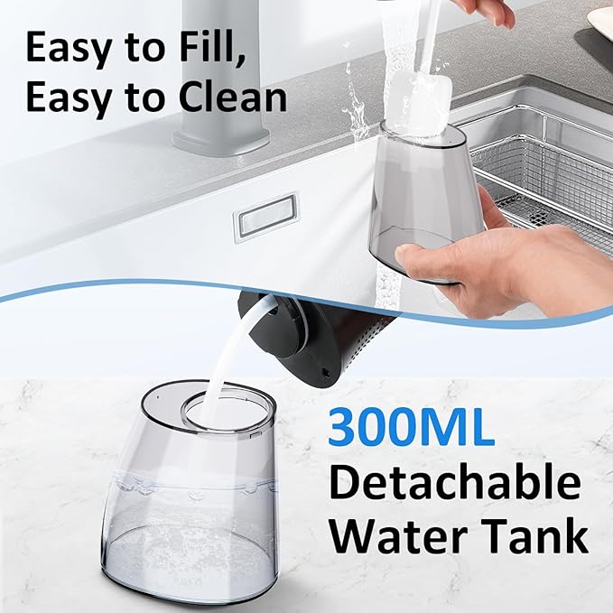 Water Dental Flosser for Teeth – 300ML Cordless Oral Irrigator with 6 Replaceable Jet Tips, 3 Modes, Portable Rechargeable Electric Flosser for Braces & Sensitive Gums, IPX7 Waterproof for Home&Travel