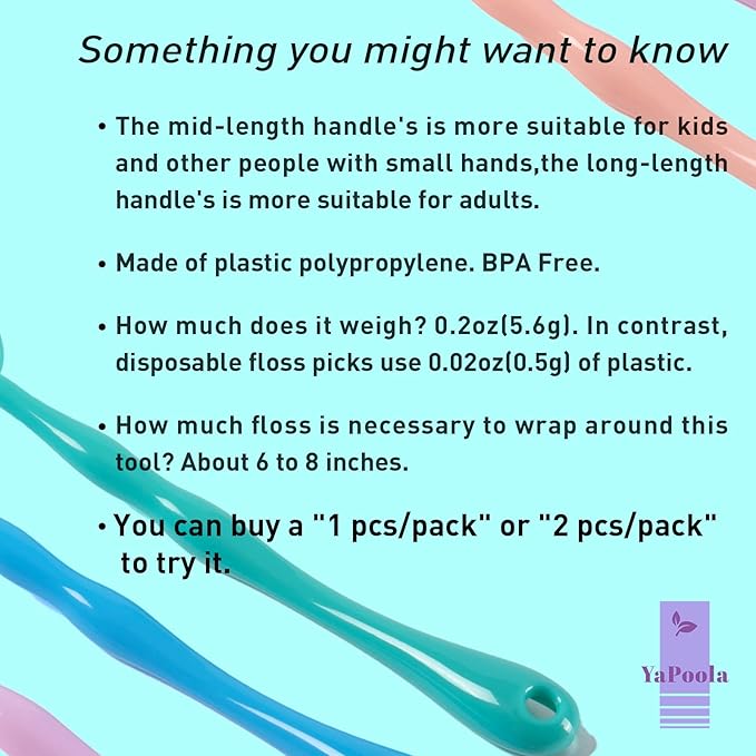 Design Colorful Floss Holder Reusable Dental Floss Handle Adults and Kids NO-Waste Floss Picksfloas Holder Flosser (PinkBlueGreenYellowPurpleLightpink)